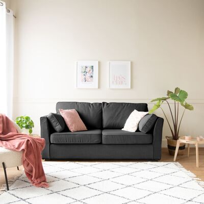 Happy Garden Canapé 3 places fixe en tissu gris Gris 90x85x184cm - Publicité Happy Garden Canapé 3 places fixe en tissu gris Gris 90x85x184cm - Publicité