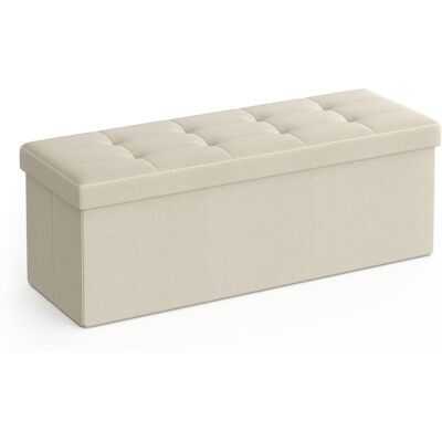 SONGMICS Banc de rangement pliable 110 x 38 x 38 cm tissu façon lin beige Beige 110x38x38cm - Publicité SONGMICS Banc de rangement pliable 110 x 38 x 38 cm tissu façon lin beige Beige 110x38x38cm - Publicité
