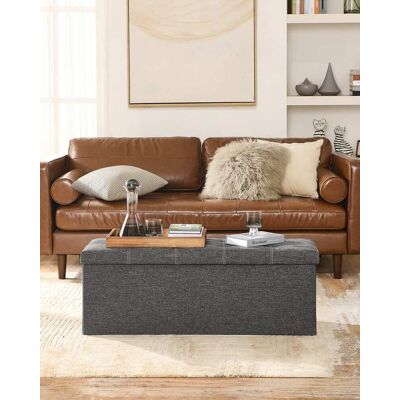 SONGMICS Banc de rangement pouf pliable bout de lit 38 x 110 x 38 cm gris Gris 110x38x38cm - Publicité SONGMICS Banc de rangement pouf pliable bout de lit 38 x 110 x 38 cm gris Gris 110x38x38cm - Publicité
