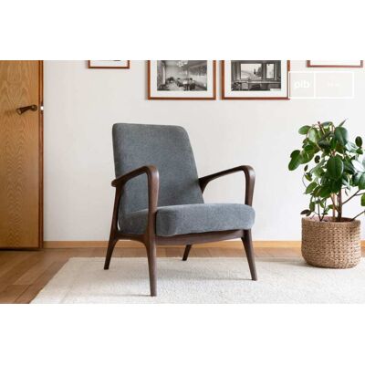 PIB Fauteuil en frêne foncé et tissu gris Gris 69x88x76cm - Publicité PIB Fauteuil en frêne foncé et tissu gris Gris 69x88x76cm - Publicité