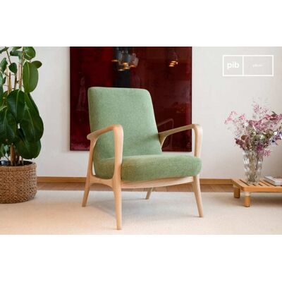 PIB Fauteuil en frêne massif et tissu vert Vert 66x88x75cm - Publicité PIB Fauteuil en frêne massif et tissu vert Vert 66x88x75cm - Publicité