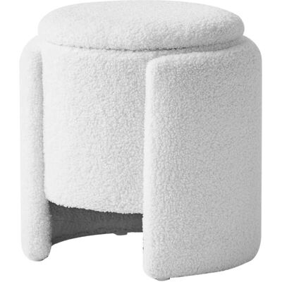 Nordlys Pouf en bouclettes blanches style scandinave Blanc 40x42x40cm - Publicité Nordlys Pouf en bouclettes blanches style scandinave Blanc 40x42x40cm - Publicité