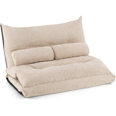 Giantex Fauteuil de sol convertible 2 places beige 180 x110 cm Beige 180x18x110cm - Publicité Giantex Fauteuil de sol convertible 2 places beige 180 x110 cm Beige 180x18x110cm - Publicité