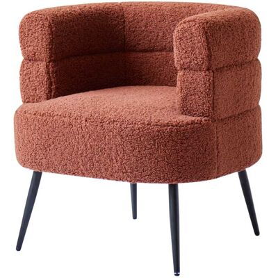 Nordlys Fauteuil de salon en métal et bouclette terracotta Rouge 64x69x67cm - Publicité Nordlys Fauteuil de salon en métal et bouclette terracotta Rouge 64x69x67cm - Publicité