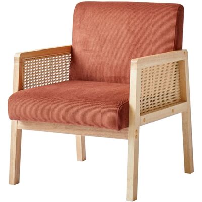 Nordlys Fauteuil de salon en cannage et tissu terracotta Rouge 64x76x60cm - Publicité Nordlys Fauteuil de salon en cannage et tissu terracotta Rouge 64x76x60cm - Publicité