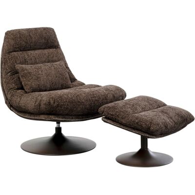 Kare Design Fauteuil pivotant et repose-pieds en polyester marron Marron 86x93x82cm - Publicité Kare Design Fauteuil pivotant et repose-pieds en polyester marron Marron 86x93x82cm - Publicité