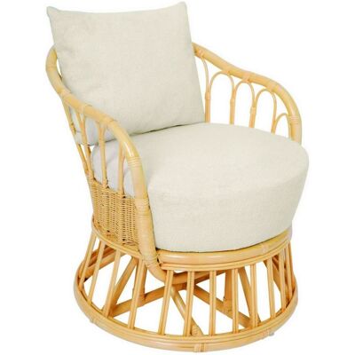 Nordlys Fauteuil de salon en rotin naturel et tissu beige Marron 62x63x60cm - Publicité Nordlys Fauteuil de salon en rotin naturel et tissu beige Marron 62x63x60cm - Publicité