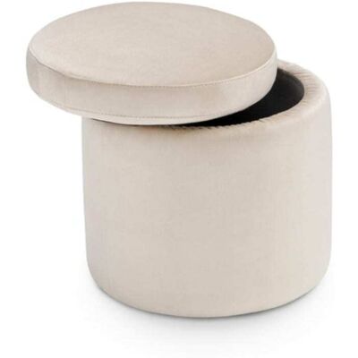 That's Casa Pouf conteneur rond fabriqué en Italie en velours beige 45x49 cm Beige 45x49x45cm - Publicité That's Casa Pouf conteneur rond fabriqué en Italie en velours beige 45x49 cm Beige 45x49x45cm - Publicité