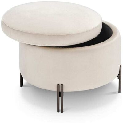 That's Casa Pouf conteneur rond fabriqué en Italie en velours beige 60x49 cm Beige 60x49x60cm - Publicité That's Casa Pouf conteneur rond fabriqué en Italie en velours beige 60x49 cm Beige 60x49x60cm - Publicité