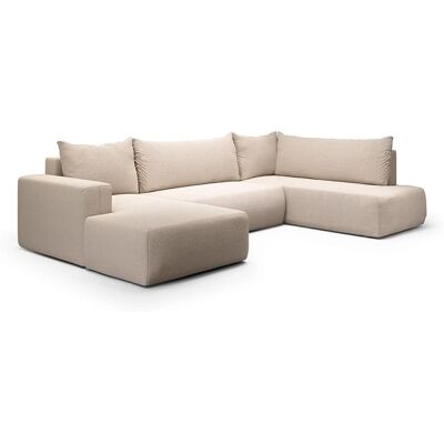 Nazar Canapé panoramique droit 5 places en tissu beige Beige 335x72x200cm - Publicité Nazar Canapé panoramique droit 5 places en tissu beige Beige 335x72x200cm - Publicité