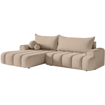 Selsey Canapé d'angle convertible côté gauche en velours beige Beige 271x83x271cm - Publicité Selsey Canapé d'angle convertible côté gauche en velours beige Beige 271x83x271cm - Publicité