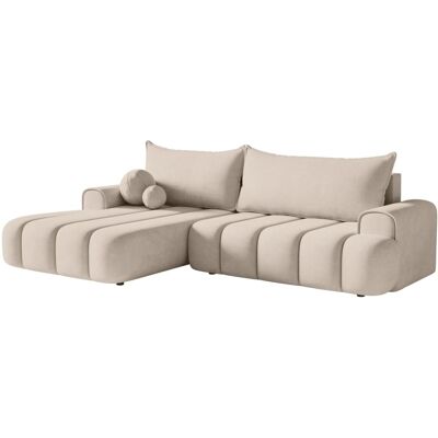 Selsey Canapé d'angle convertible côté gauche en velours grège Taupe 271x83x271cm - Publicité Selsey Canapé d'angle convertible côté gauche en velours grège Taupe 271x83x271cm - Publicité