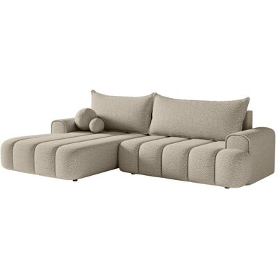 Selsey Canapé d'angle convertible côté gauche en bouclette beige clair Beige 271x83x271cm - Publicité Selsey Canapé d'angle convertible côté gauche en bouclette beige clair Beige 271x83x271cm - Publicité