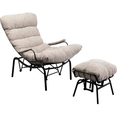 Kare Design Fauteuil et repose-pieds en polyester beige et acier noir Beige 83x105x52cm - Publicité Kare Design Fauteuil et repose-pieds en polyester beige et acier noir Beige 83x105x52cm - Publicité