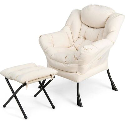 Giantex Fauteuil salon avec repose-pieds ottoman pliant beige Beige 81x95x75cm - Publicité Giantex Fauteuil salon avec repose-pieds ottoman pliant beige Beige 81x95x75cm - Publicité