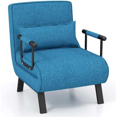 Giantex Fauteuil convertible lit avec dossier réglable en 6 positions bleu Blanc 79x79x65cm - Publicité Giantex Fauteuil convertible lit avec dossier réglable en 6 positions bleu Blanc 79x79x65cm - Publicité