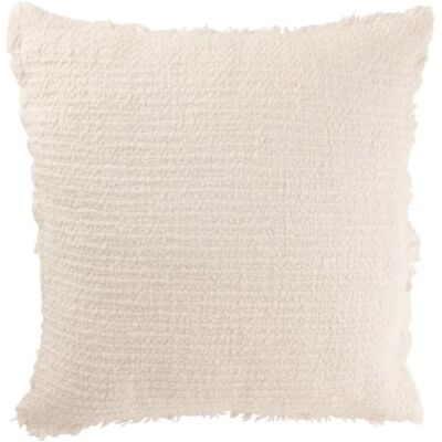 J-line Coussin carré bords effilochés en polyester écru 50x50x12cm Beige 45x12x45cm - Publicité J-line Coussin carré bords effilochés en polyester écru 50x50x12cm Beige 45x12x45cm - Publicité
