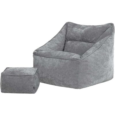 Icon Pouf fauteuil et repose-pied carré en tissu chenille texturé gris Gris 88x80x100cm - Publicité Icon Pouf fauteuil et repose-pied carré en tissu chenille texturé gris Gris 88x80x100cm - Publicité