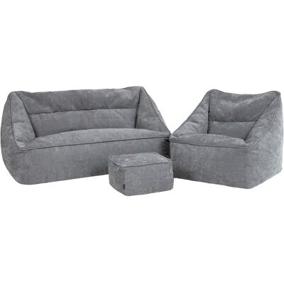 Icon Lot 3 poufs chenille: canapé, fauteuil et repose-pieds carré, gris Gris 93x70x160cm - Publicité Icon Lot 3 poufs chenille: canapé, fauteuil et repose-pieds carré, gris Gris 93x70x160cm - Publicité