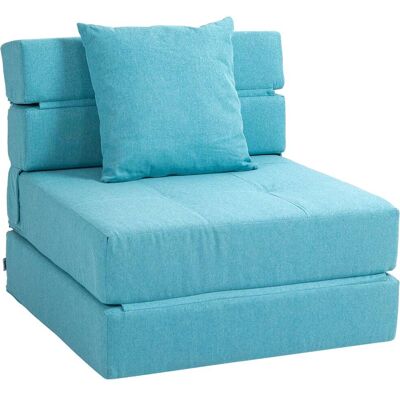 Homcom Fauteuil convertible déhoussable tissu gris Bleu 70x61x70cm - Publicité Homcom Fauteuil convertible déhoussable tissu gris Bleu 70x61x70cm - Publicité
