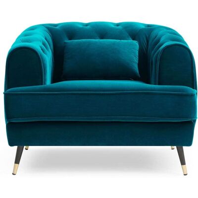 Menzzo Fauteuil capitonné style boudoir velours bleu canard Bleu 93x71x86cm - Publicité Menzzo Fauteuil capitonné style boudoir velours bleu canard Bleu 93x71x86cm - Publicité