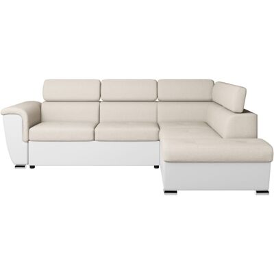 Usinestreet Canapé d'angle droit convertible 4 places, tissu easy clean et simili Beige 252x90x196cm - Publicité Usinestreet Canapé d'angle droit convertible 4 places, tissu easy clean et simili Beige 252x90x196cm - Publicité
