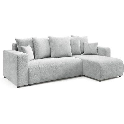 Nazar Canapé d'angle droit convertible 4 places en tissu gris clair Gris 247x88x93cm - Publicité Nazar Canapé d'angle droit convertible 4 places en tissu gris clair Gris 247x88x93cm - Publicité