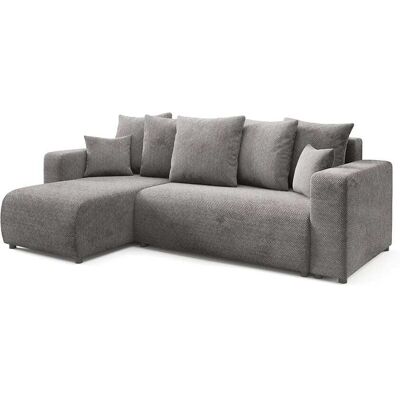 Nazar Canapé d'angle gauche convertible 4 places en tissu gris foncé Beige 247x88x93cm - Publicité Nazar Canapé d'angle gauche convertible 4 places en tissu gris foncé Beige 247x88x93cm - Publicité
