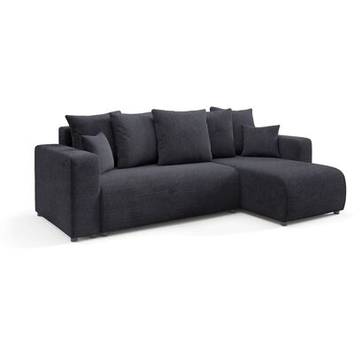 Nazar Canapé d'angle droit convertible 4 places en tissu noir Noir 247x88x93cm - Publicité Nazar Canapé d'angle droit convertible 4 places en tissu noir Noir 247x88x93cm - Publicité