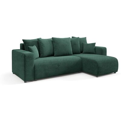 Nazar Canapé d'angle droit convertible 4 places en tissu vert Vert 247x88x93cm - Publicité Nazar Canapé d'angle droit convertible 4 places en tissu vert Vert 247x88x93cm - Publicité