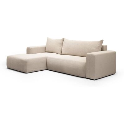 Nazar Canapé d'angle gauche convertible 4 places en tissu beige Beige 268x72x97cm - Publicité Nazar Canapé d'angle gauche convertible 4 places en tissu beige Beige 268x72x97cm - Publicité