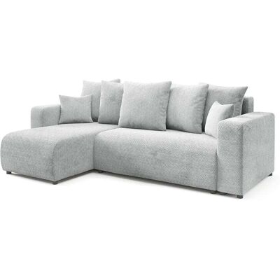 Nazar Canapé d'angle gauche convertible 4 places en tissu gris clair Gris 247x88x93cm - Publicité Nazar Canapé d'angle gauche convertible 4 places en tissu gris clair Gris 247x88x93cm - Publicité