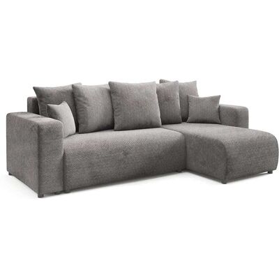 Nazar Canapé d'angle droit convertible 4 places en tissu gris foncé Gris 247x88x93cm - Publicité Nazar Canapé d'angle droit convertible 4 places en tissu gris foncé Gris 247x88x93cm - Publicité