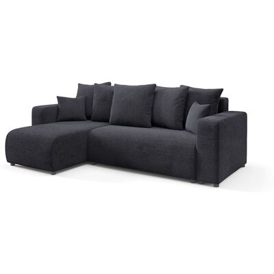 Nazar Canapé d'angle gauche convertible 4 places en tissu noir Noir 247x88x93cm - Publicité Nazar Canapé d'angle gauche convertible 4 places en tissu noir Noir 247x88x93cm - Publicité
