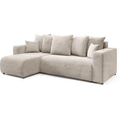 Nazar Canapé d'angle gauche convertible 4 places en tissu beige Beige 247x88x93cm - Publicité Nazar Canapé d'angle gauche convertible 4 places en tissu beige Beige 247x88x93cm - Publicité