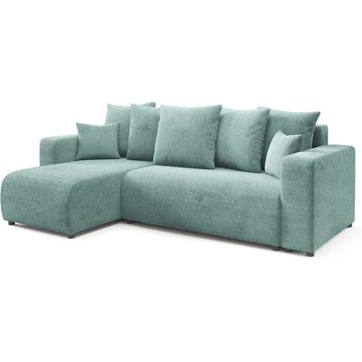 Nazar Canapé d'angle gauche convertible 4 places en tissu vert d'eau Vert 247x88x93cm - Publicité Nazar Canapé d'angle gauche convertible 4 places en tissu vert d'eau Vert 247x88x93cm - Publicité