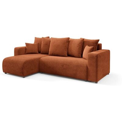 Nazar Canapé d'angle gauche convertible 4 places en tissu terra Cuivre 247x88x93cm - Publicité Nazar Canapé d'angle gauche convertible 4 places en tissu terra Cuivre 247x88x93cm - Publicité