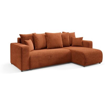 Nazar Canapé d'angle droit convertible 4 places en tissu terra Cuivre 247x88x93cm - Publicité Nazar Canapé d'angle droit convertible 4 places en tissu terra Cuivre 247x88x93cm - Publicité