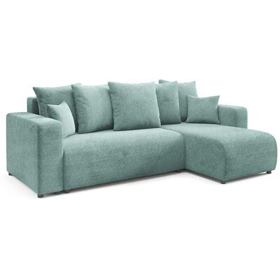Nazar Canapé d'angle droit convertible 4 places en tissu vert d'eau Gris 247x88x93cm - Publicité Nazar Canapé d'angle droit convertible 4 places en tissu vert d'eau Gris 247x88x93cm - Publicité
