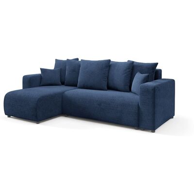 Nazar Canapé d'angle gauche convertible 4 places en tissu bleu Bleu 247x88x93cm - Publicité Nazar Canapé d'angle gauche convertible 4 places en tissu bleu Bleu 247x88x93cm - Publicité