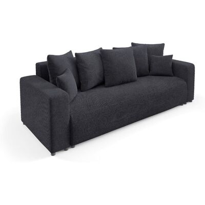 Nazar Canapé droit convertible 3 places en tissu noir Noir 247x58x93cm - Publicité Nazar Canapé droit convertible 3 places en tissu noir Noir 247x58x93cm - Publicité