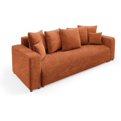 Nazar Canapé droit convertible 3 places en tissu terra Orange 247x58x93cm - Publicité Nazar Canapé droit convertible 3 places en tissu terra Orange 247x58x93cm - Publicité