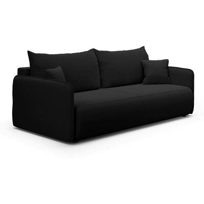 Nazar Canapé droit 3 place en tissu noir Noir 216x86x105cm - Publicité Nazar Canapé droit 3 place en tissu noir Noir 216x86x105cm - Publicité