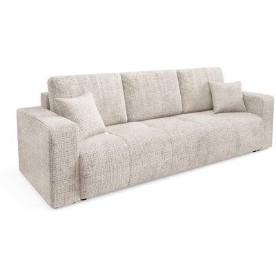 Nazar Canapé 3 places en tissu texturé beige Beige 244x70x92cm - Publicité Nazar Canapé 3 places en tissu texturé beige Beige 244x70x92cm - Publicité