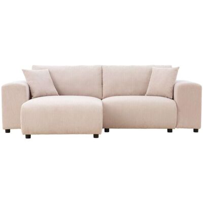 Concept Usine Canapé d'angle modulable 3 places en velours côtelé beige Beige 232x80x145cm - Publicité Concept Usine Canapé d'angle modulable 3 places en velours côtelé beige Beige 232x80x145cm - Publicité