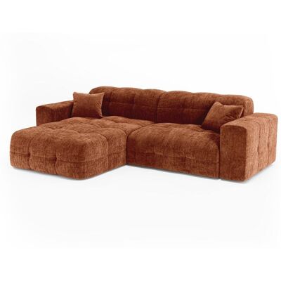 Premium Interiors Canapé angle gauche 5 places en velours gaufré terracotta Orange 230x85x155cm - Publicité Premium Interiors Canapé angle gauche 5 places en velours gaufré terracotta Orange 230x85x155cm - Publicité