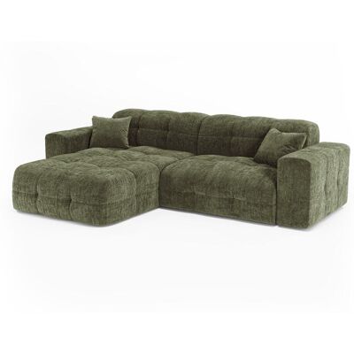 Premium Interiors Canapé angle gauche 5 places en velours gaufré vert vintage Vert 230x85x155cm - Publicité Premium Interiors Canapé angle gauche 5 places en velours gaufré vert vintage Vert 230x85x155cm - Publicité