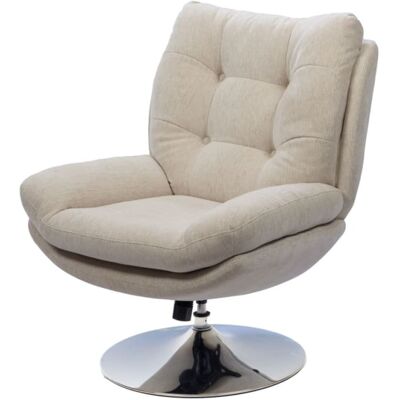 Amadeus Fauteuil pivotant en tissu beige avec pied en métal chromé Beige 78x100x78cm - Publicité Amadeus Fauteuil pivotant en tissu beige avec pied en métal chromé Beige 78x100x78cm - Publicité