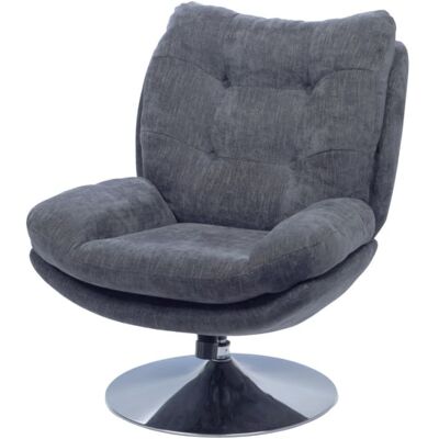 Amadeus Fauteuil pivotant en tissu anthracite avec pied en métal chromé Gris 78x100x78cm - Publicité Amadeus Fauteuil pivotant en tissu anthracite avec pied en métal chromé Gris 78x100x78cm - Publicité