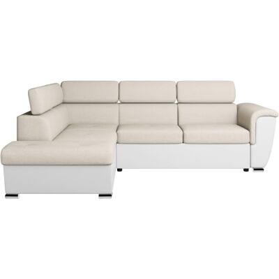 Usinestreet Canapé d'angle gauche convertible 4 places, tissu easy clean et simili Beige 252x90x196cm - Publicité Usinestreet Canapé d'angle gauche convertible 4 places, tissu easy clean et simili Beige 252x90x196cm - Publicité